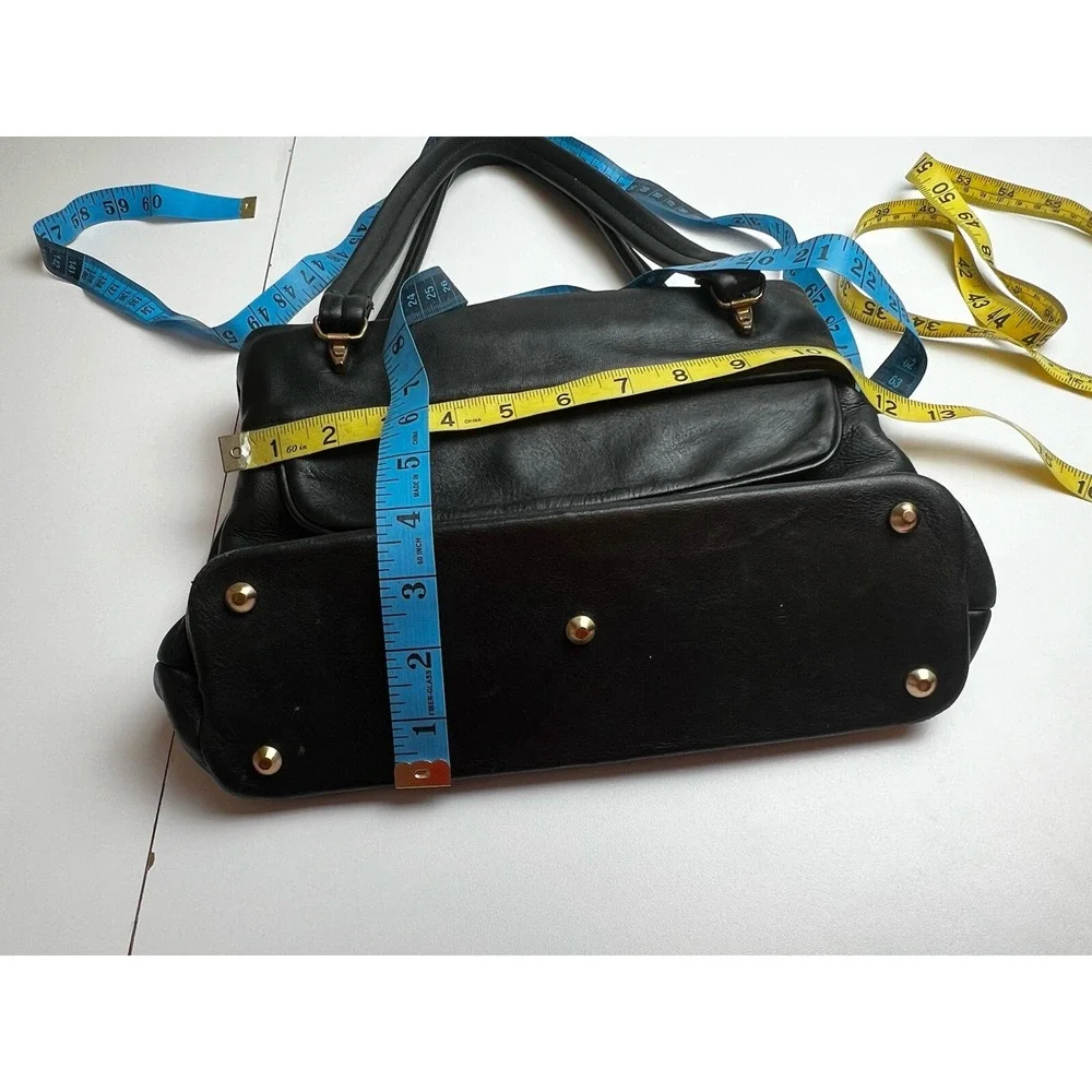 DEER WEAR BRAND Vintage Genuine Deerskin Soft Black Leather Shoulder Purse Bag